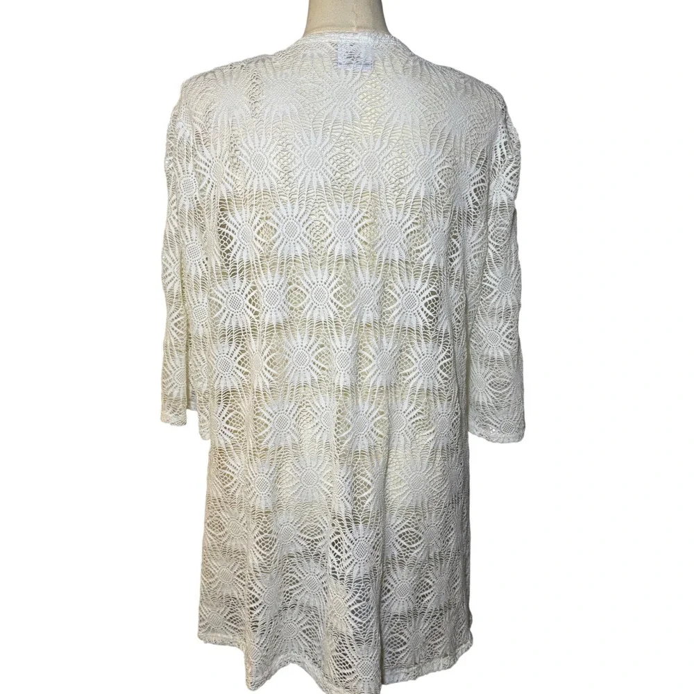 Always For Me‎ White Crochet Lace Swim Cover Up Tunic V-Neck 1X